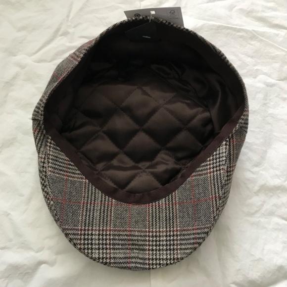 NWT Tip Top Tailors Burgundy Plaid Hat Unisex Black White Red Gatsby Cap Flat - Picture 5 of 12